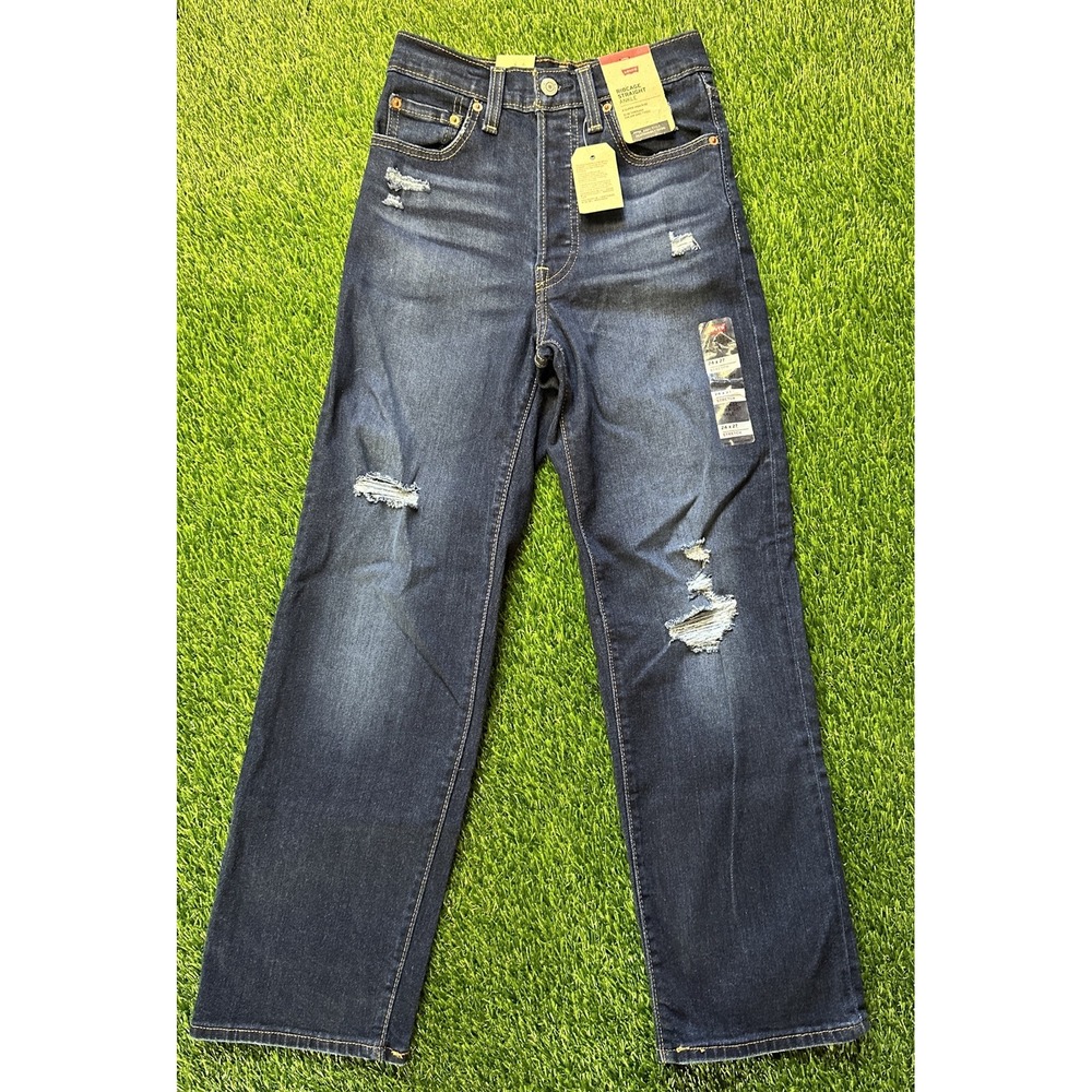 Levi's Ultra High Rise Ribcage Straight Leg Jeans Destructed‎ Size 2 (24 x 27)